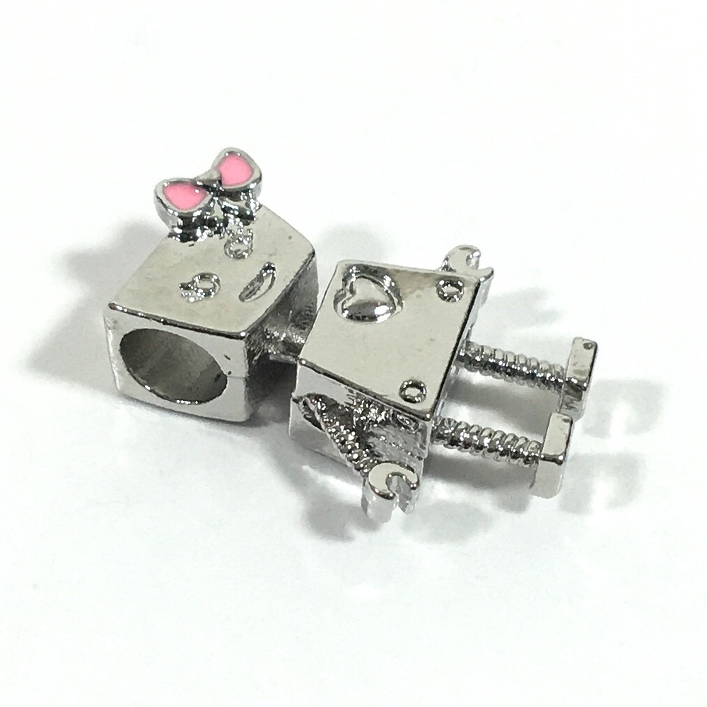 Bowknot Robot European Style Big Hole Bead Charm - Picture 3 of 5